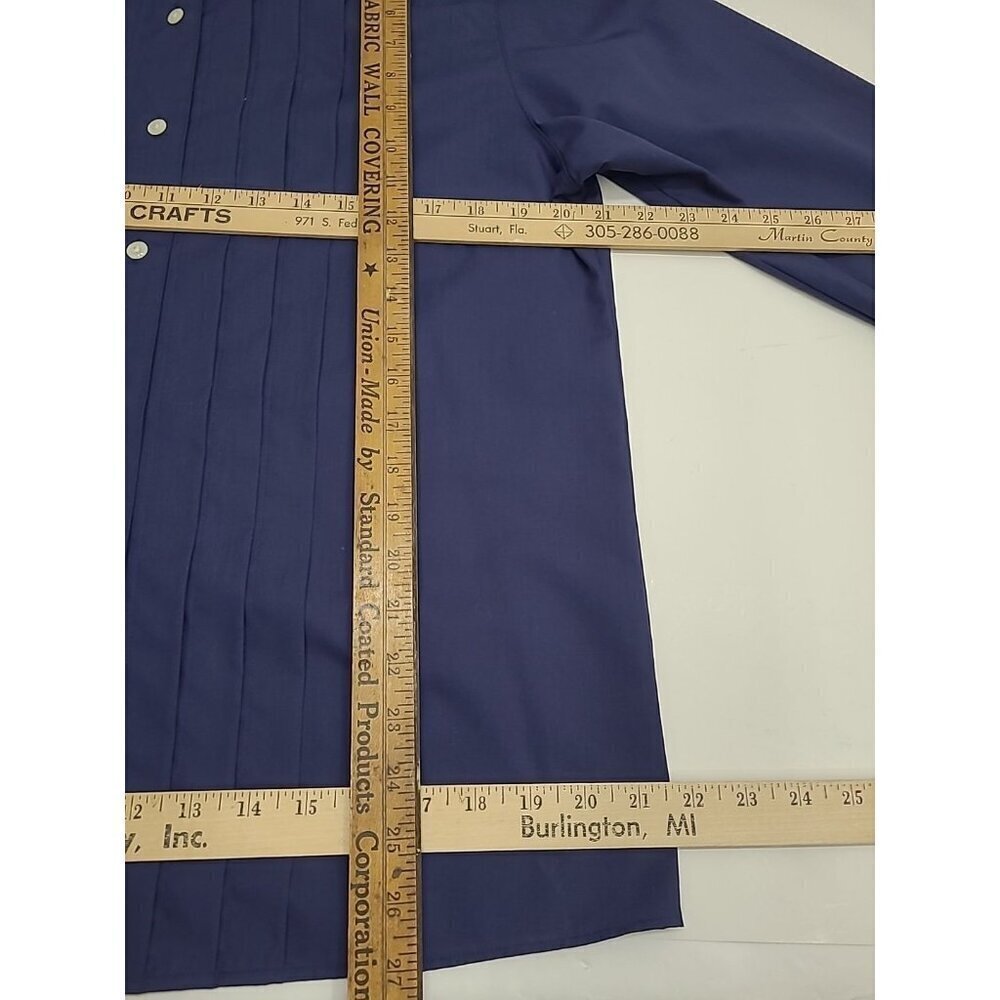 Vintage Orvis Button Up Shirt Women's Size 10 Pleated Front French Blue - Picture 4 of 5